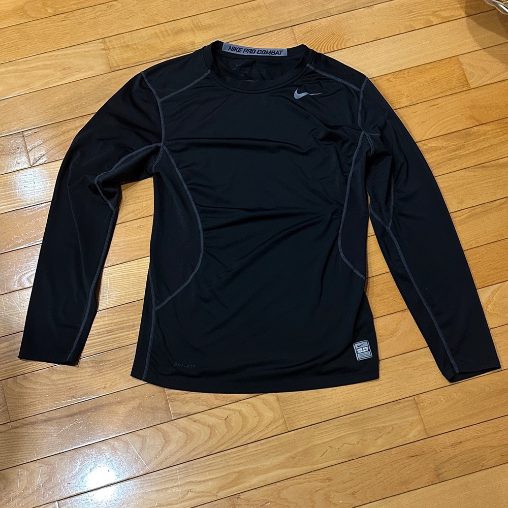 Nike Men's Black Pro Combat Dri-Fit Long Sleeve